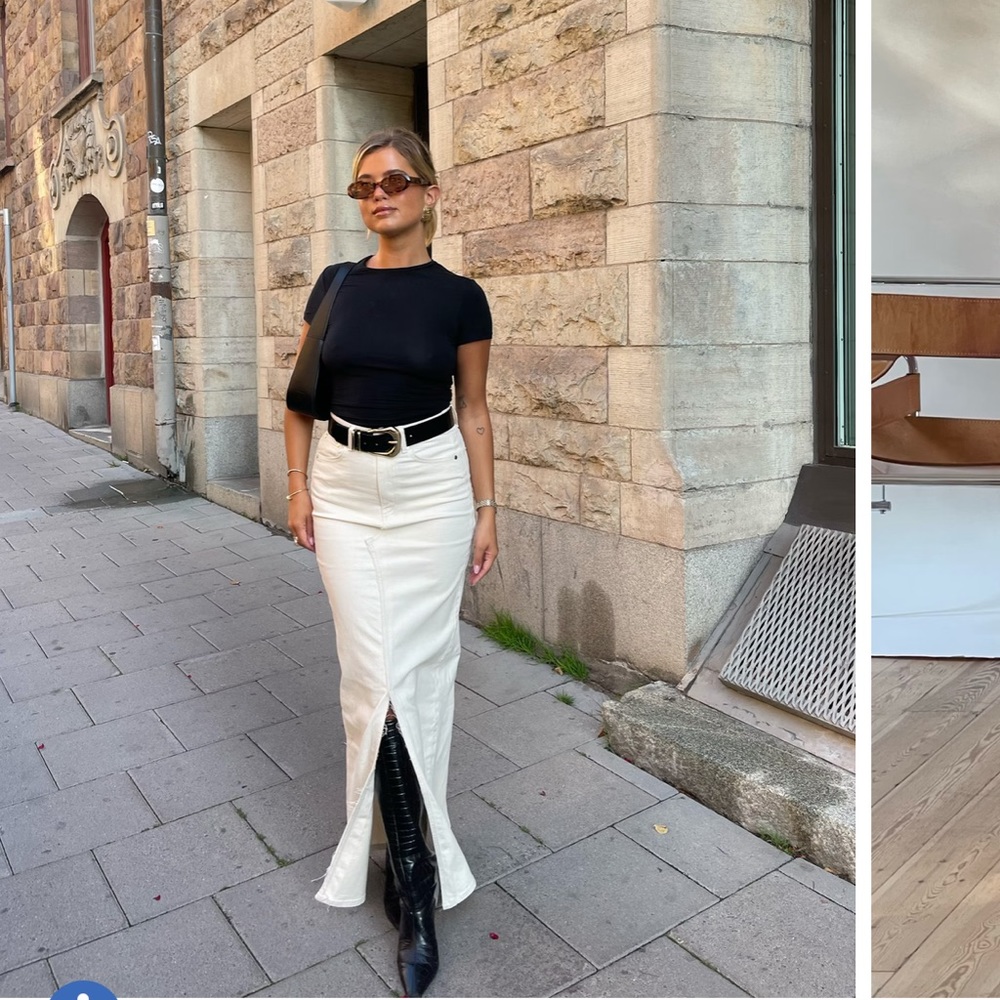 Djerf Avenue Remake denim maxi skirt cream